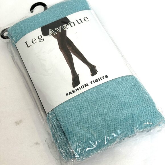 Leg Avenue Powder Blue Sparkle Shimmer Lurex Fashion Tights #7120 NWT NOS - Picture 1 of 8